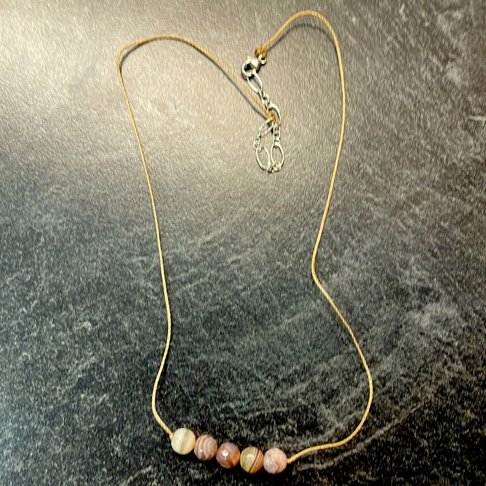 Botswana Agate Necklace leather cord NWOT